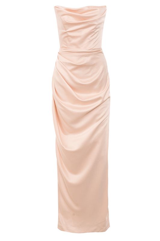 Pink House Of Cb Satin Strapless Gown Dress | OXP-486390