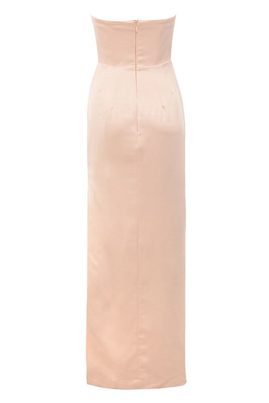 Pink House Of Cb Satin Strapless Gown Dress | OXP-486390