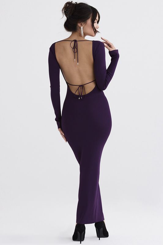 Purple House Of Cb Ribbed Knit Maxi Dress | HST-871546