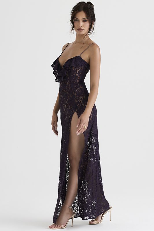 Purple House Of Cb Shade Lace Maxi Dress | KVX-387904