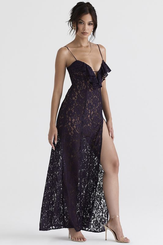 Purple House Of Cb Shade Lace Maxi Dress | KVX-387904