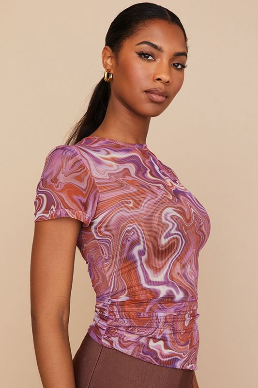 Purple House Of Cb Swirl Asymmetric T Shirts | KGW-271360