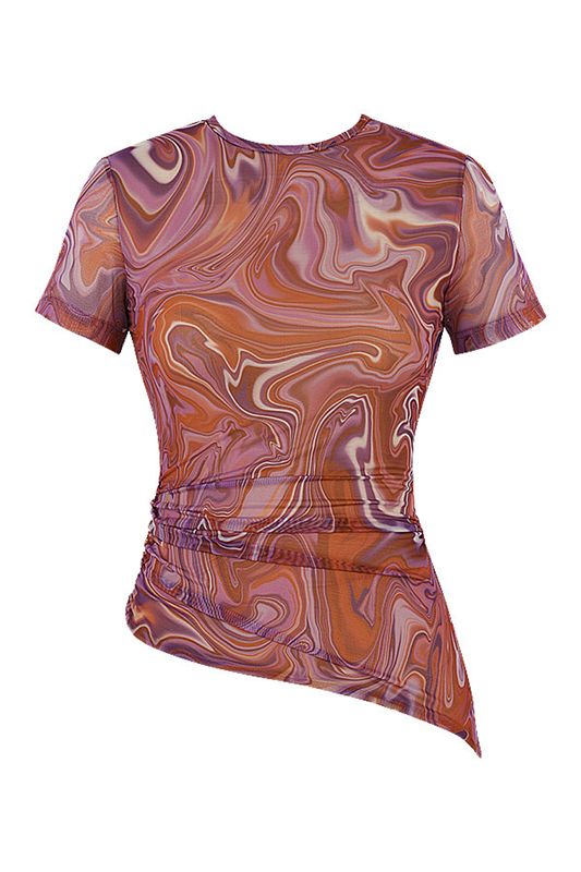 Purple House Of Cb Swirl Asymmetric T Shirts | KGW-271360