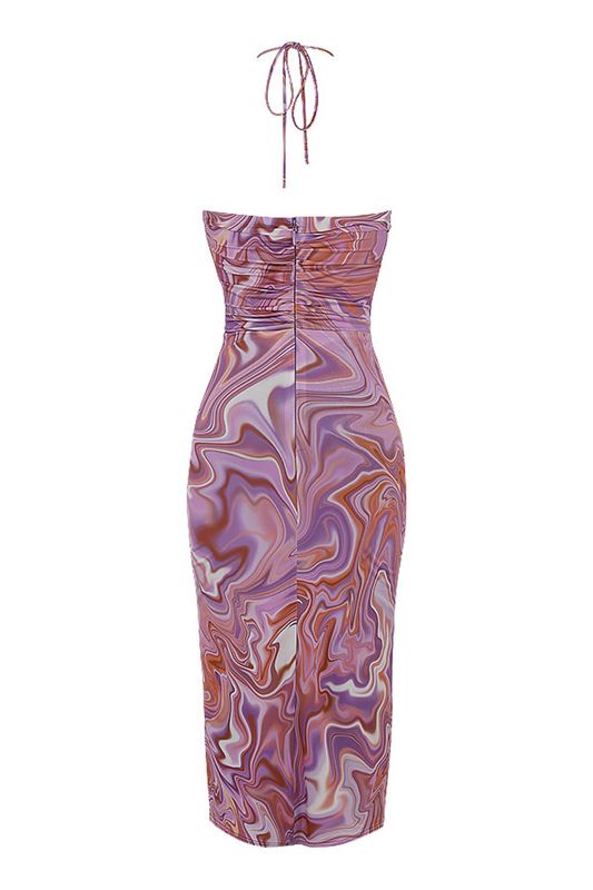 Purple House Of Cb Swirl Cutout Midi Dress | EUQ-178206