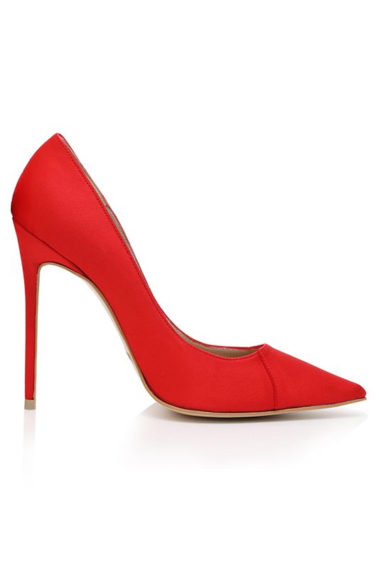 Red House Of Cb Scarlet Satin Pointy Toe  Heels | LRO-910847