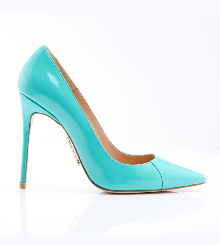 Turquoise House Of Cb Aqua Patent Leather Pointy Toe Heels | GNH-537091