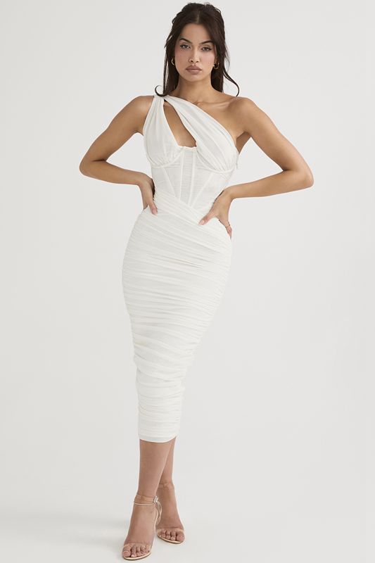 White House Of Cb Asymmetric Cutout Midi Dress | ETU-845026