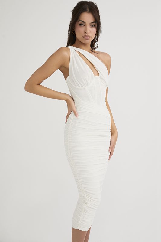 White House Of Cb Asymmetric Cutout Midi Dress | ETU-845026