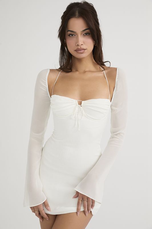 White House Of Cb Chiffon Halter Mini Dress | UXR-357901