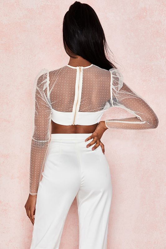 White House Of Cb Crystal Cropped Tops | MRO-210386