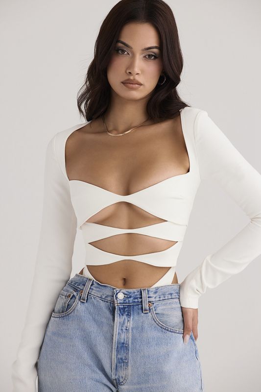 White House Of Cb Cutout  Bodysuit | WVD-517893