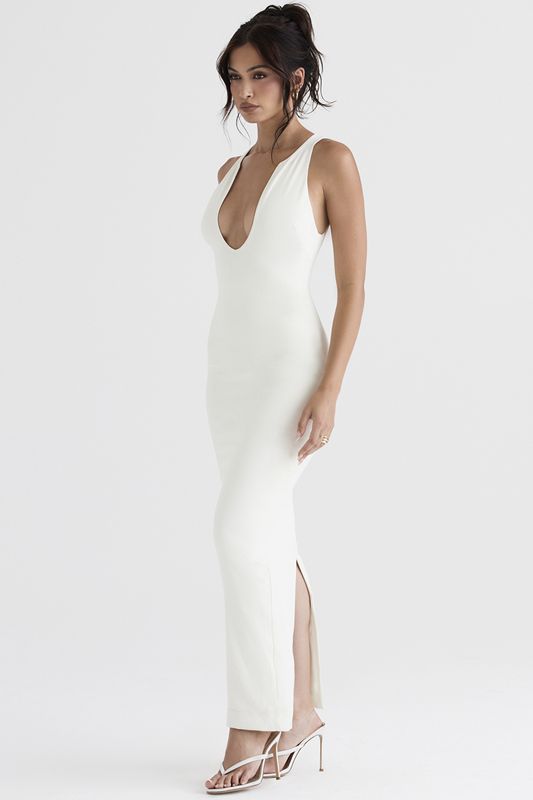 White House Of Cb Plunge Maxi Dress | GID-356079