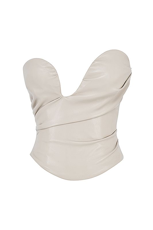 White House Of Cb Plunge Vegan Leather Corset | ZNF-453716