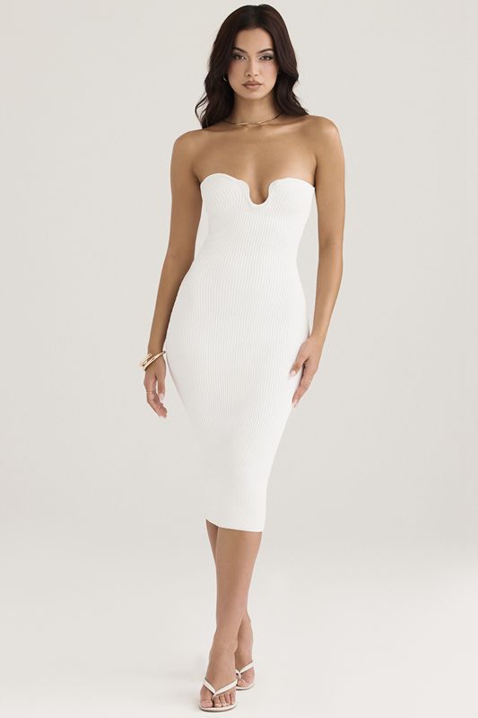 White House Of Cb Ribbed Knit Strapless Midi Dress | VDW-140387