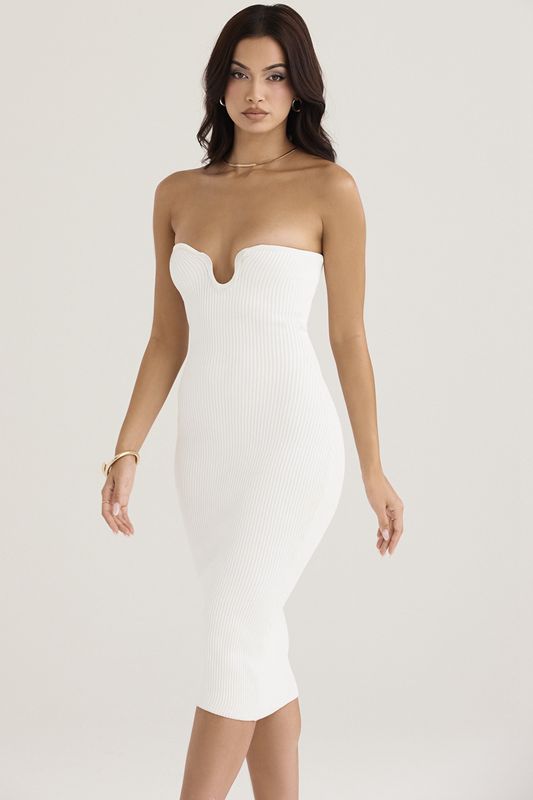 White House Of Cb Ribbed Knit Strapless Midi Dress | VDW-140387