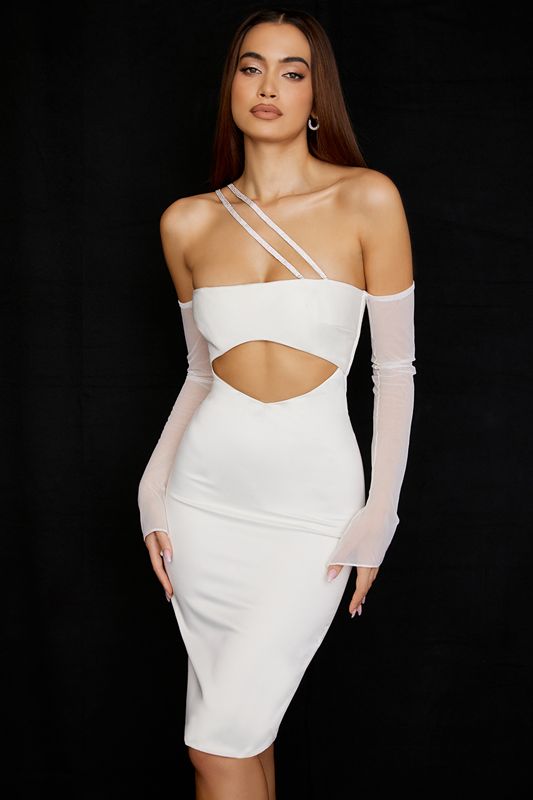 White House Of Cb Satin Cutout Midi Dress | ZUM-386197