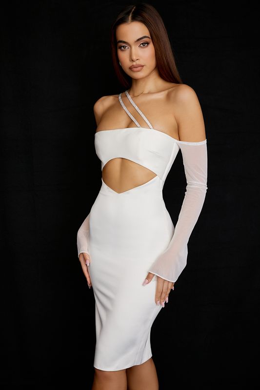 White House Of Cb Satin Cutout Midi Dress | ZUM-386197