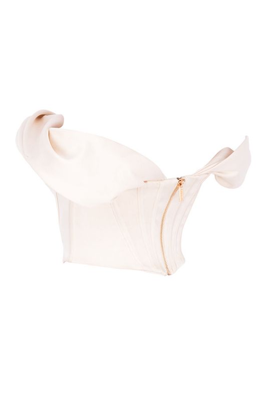 White House Of Cb Satin Draped Shoulder Corset | UEB-792564