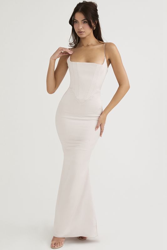 White House Of Cb Satin Maxi Dress | WNF-301798