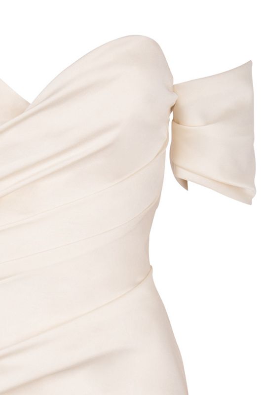 White House Of Cb Satin Off Shoulder Tie  Dress | WPM-305814