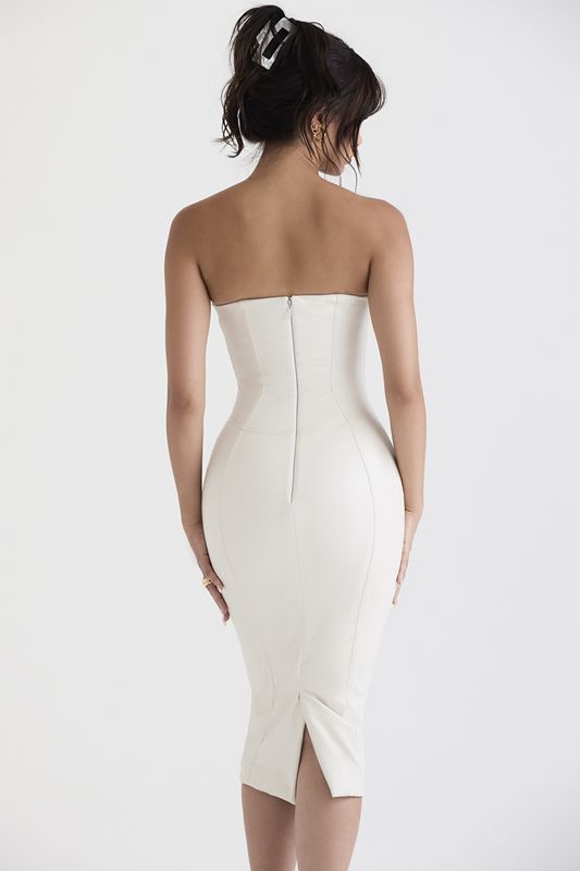 White House Of Cb Vegan Leather Strapless Dress | BPM-017526