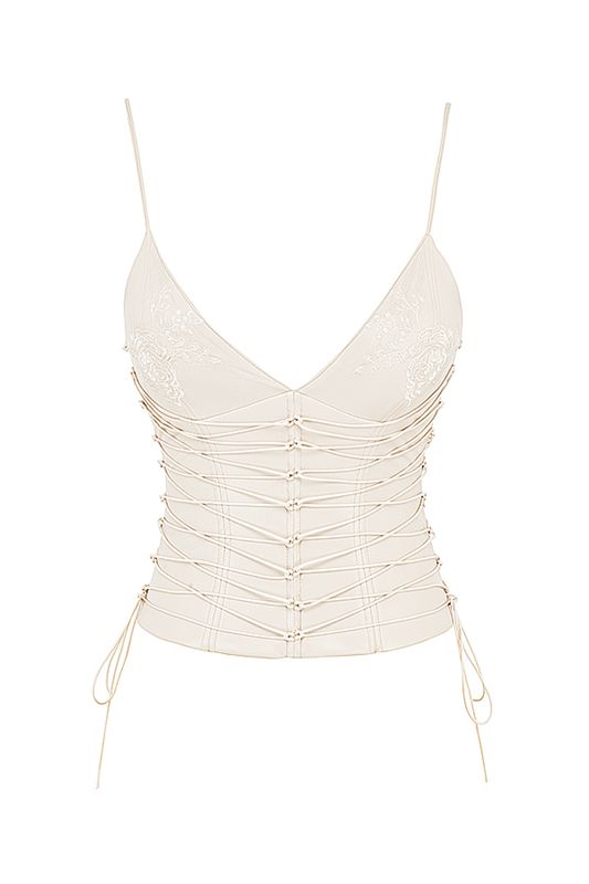 White House Of Cb White Vegan Leather Corset | DNL-735629