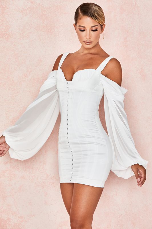 White House Of Cb with Blouson Sleeves Dress | LRN-754389