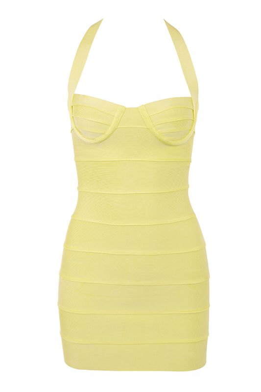 Yellow House Of Cb Halter Mini Dress | DPF-361089