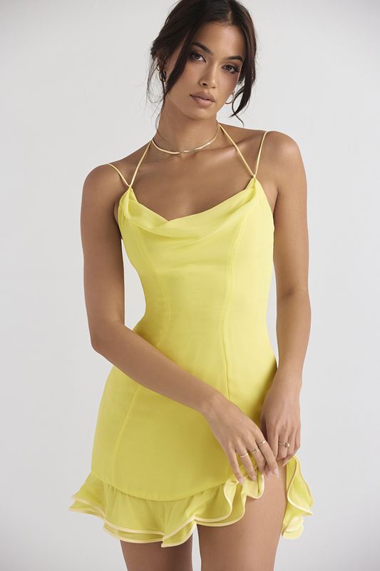 Yellow House Of Cb Ruffle Mini Dress | JRV-987350